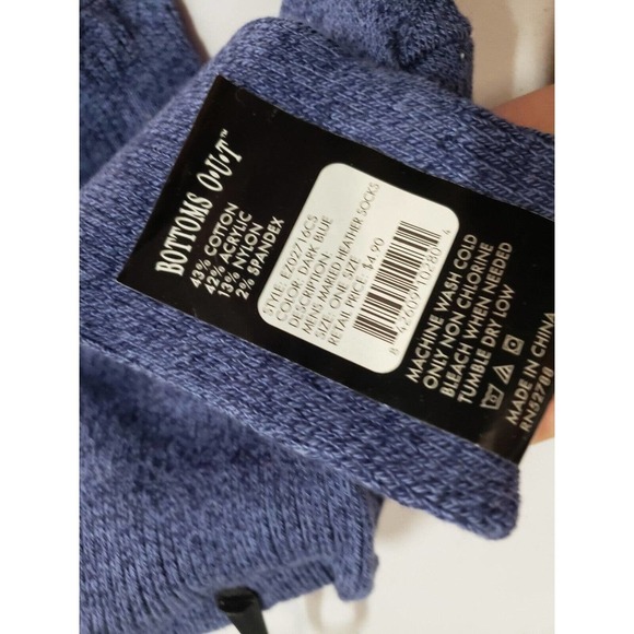 Basics Socks Mens One Size Blue Knit Cotton Blend Mid Calf Casual Crew Socks NWT - Picture 3 of 3